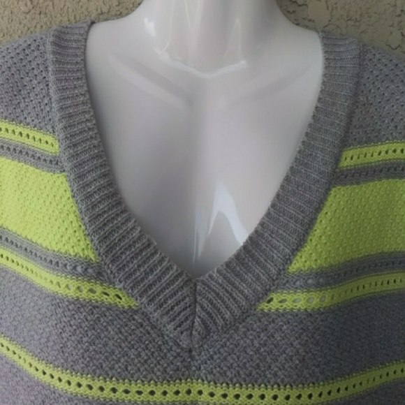 a.n.a gray & yellow striped knit sweater - Picture 4 of 8